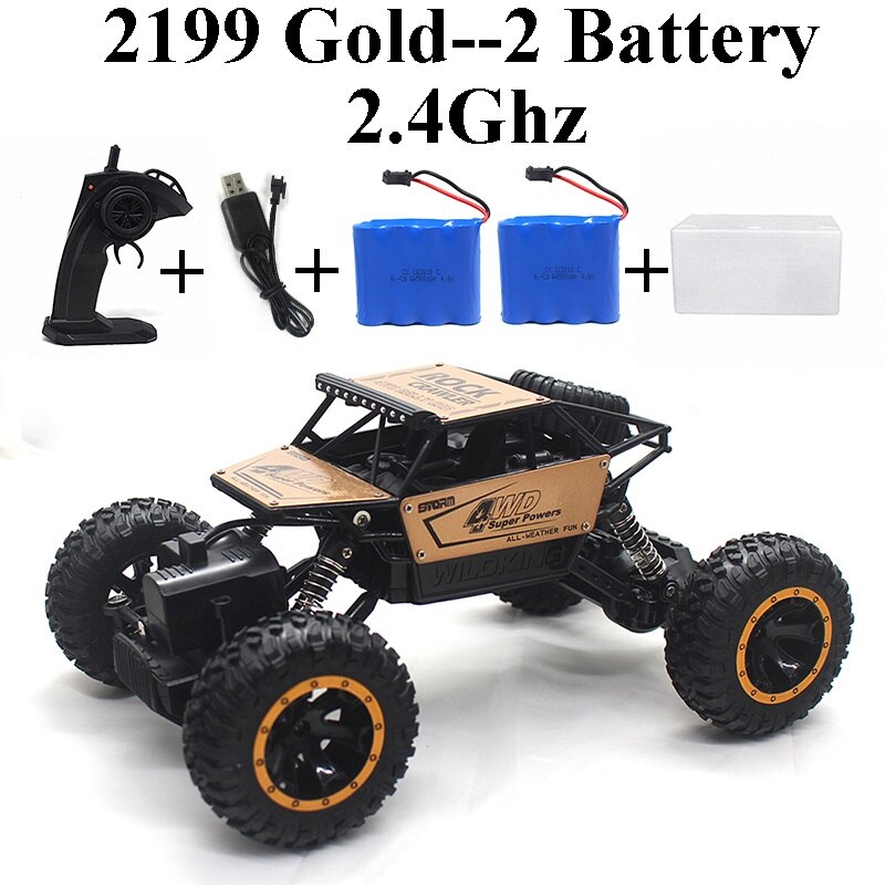 2.4Ghz Rock Crawler 1:16 Rc Auto 4WD Radio Control Sneeuwscooter 4X4 Drive Afstandsbediening Speelgoed Jongen 2199-2: 2199Gold-Set-2