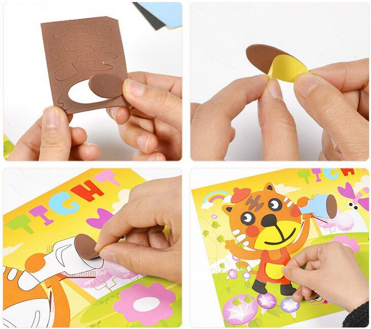 Children 3D DIY Handmade Toy 6 Colorful Dot Mosaic Stickers 5 EVA Sticker Kids Kindergarten Art Craft Educational Toys