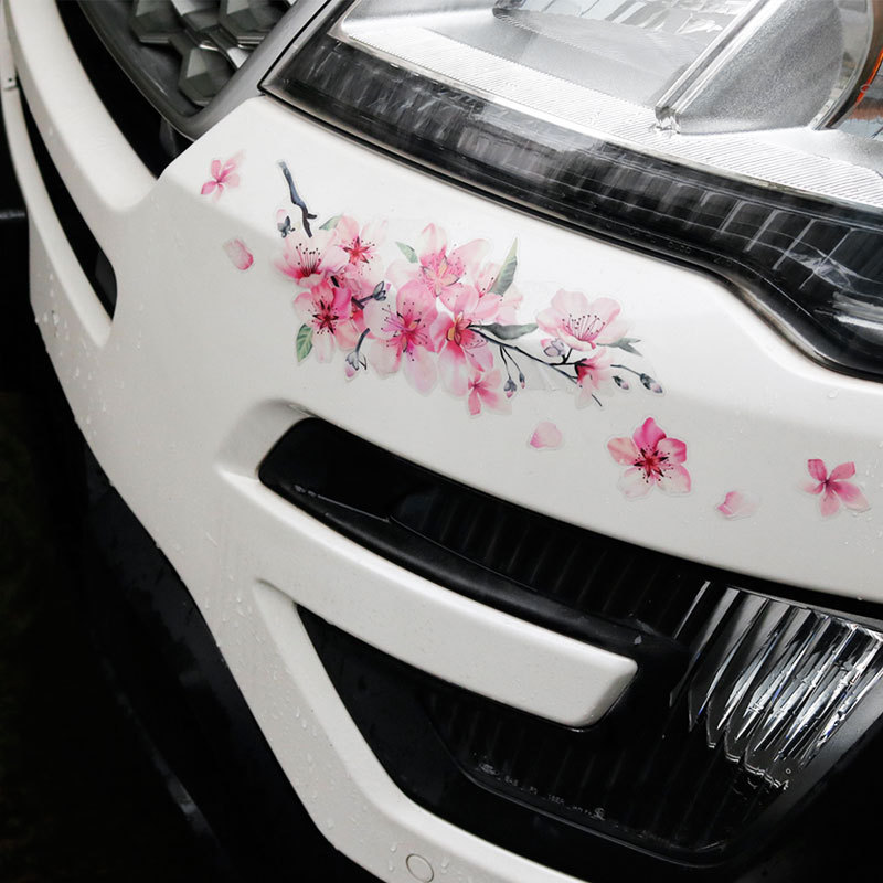 1 Pcs Romantische Kersenbloesem Bloem Japan Auto Decal Sticker Sakura Bloem Roze Bruiloft Auto Body Sticker Cover Auto Styling