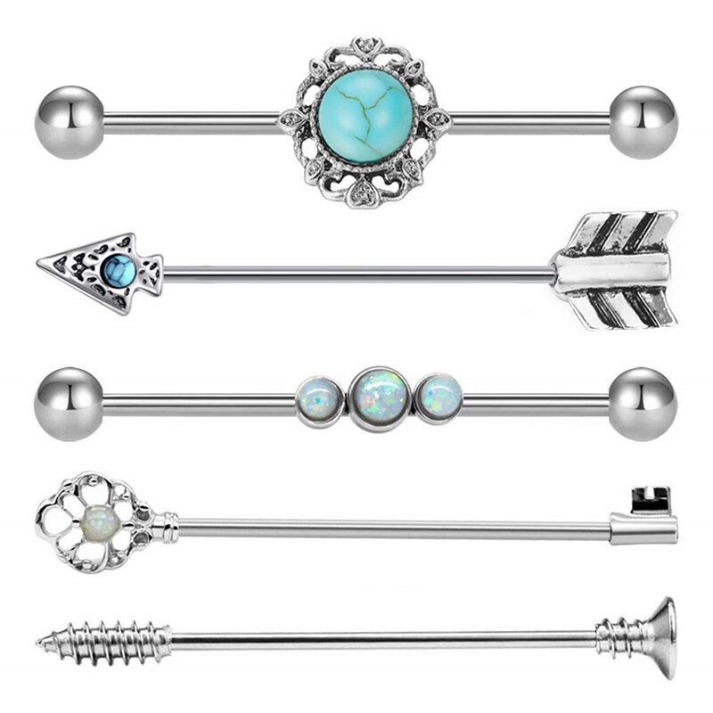 JFORYOU 14G Industriële Barbell voor Vrouwen Mannen Chirurgisch Staal Tribal Stijl Kraakbeen Earring 1 1/2 Inch 38mm Industriële piercing