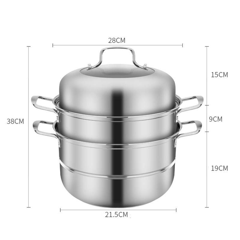 1 pcs 3 layer Thicken Stainless Steel Three-tier Multi-function Steamer Soup Steaming Pot Cookware Cooker Gas Stove supplies