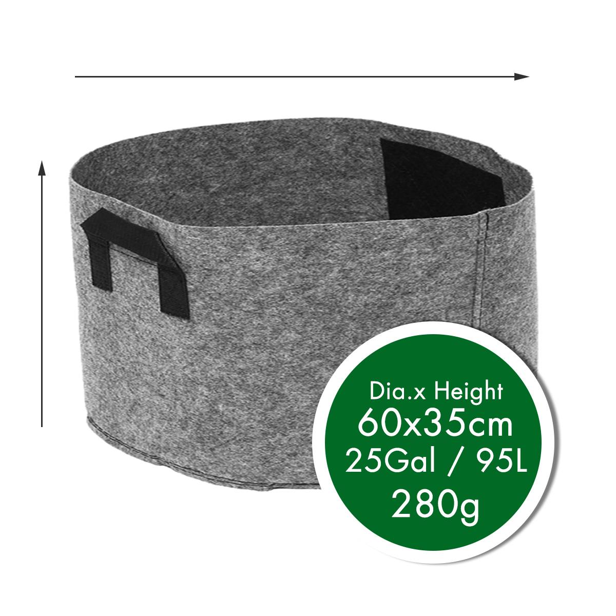 Non-woven Vilt 1-30 Gallon Stof Groeien Zakken Ademend Potten Planter Root Pouch Container Plant Smart Potten met Handvatten Tuin Su: 25gallon 60x35