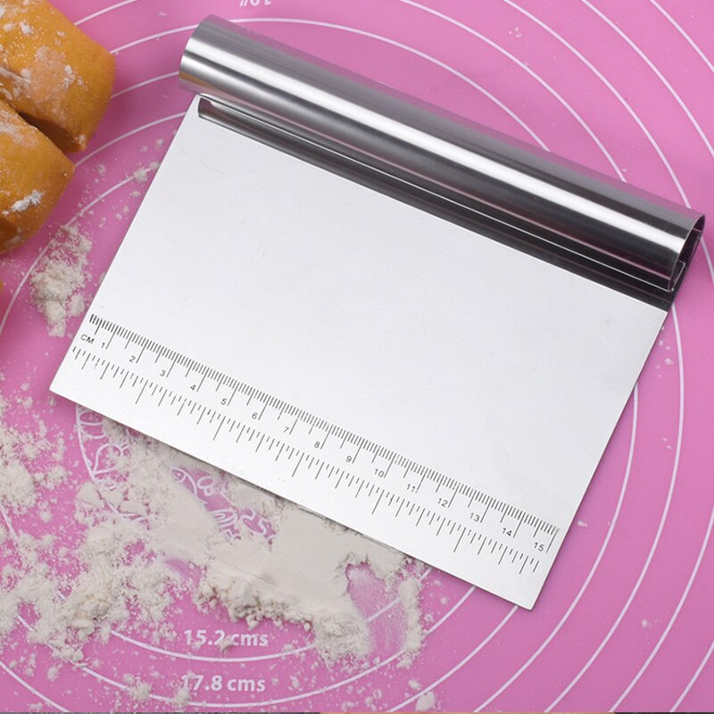 Stainless Steel Bowl Scraper Chopper Kitchen Food Scraper Icing Smoother Blade with Measuring Scale for Dough Cake Pizza L5