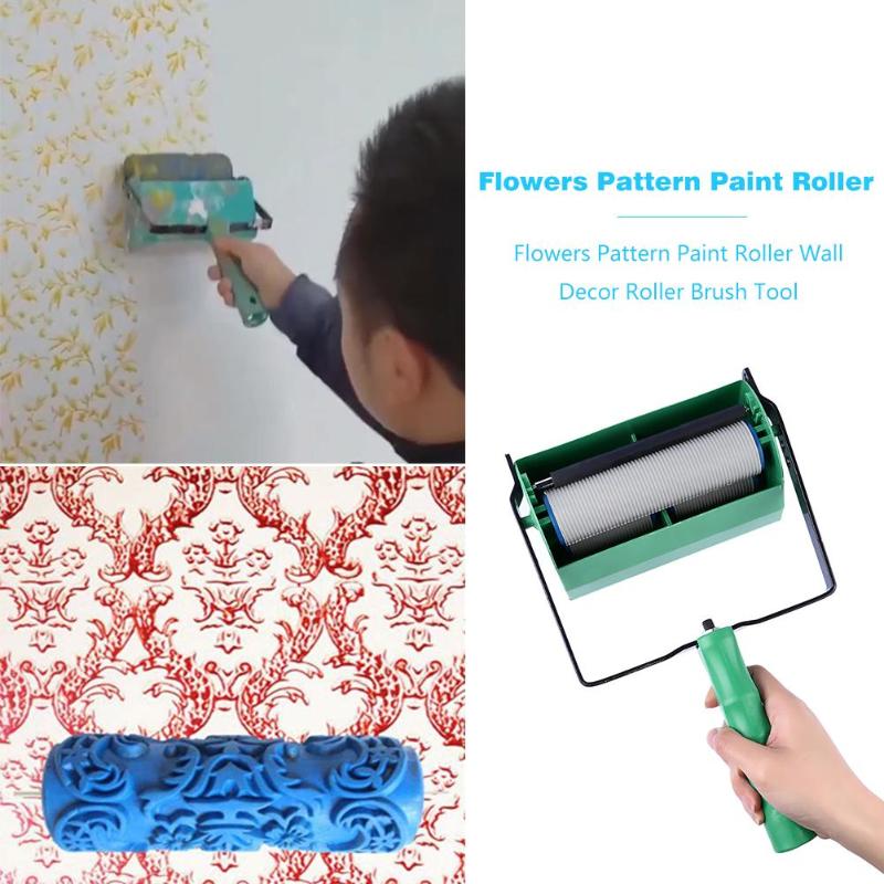 Diy 5 tommer blomster mønster maling rulle væg dekoration rulle maleri børste værktøj dekoration maleri maskine
