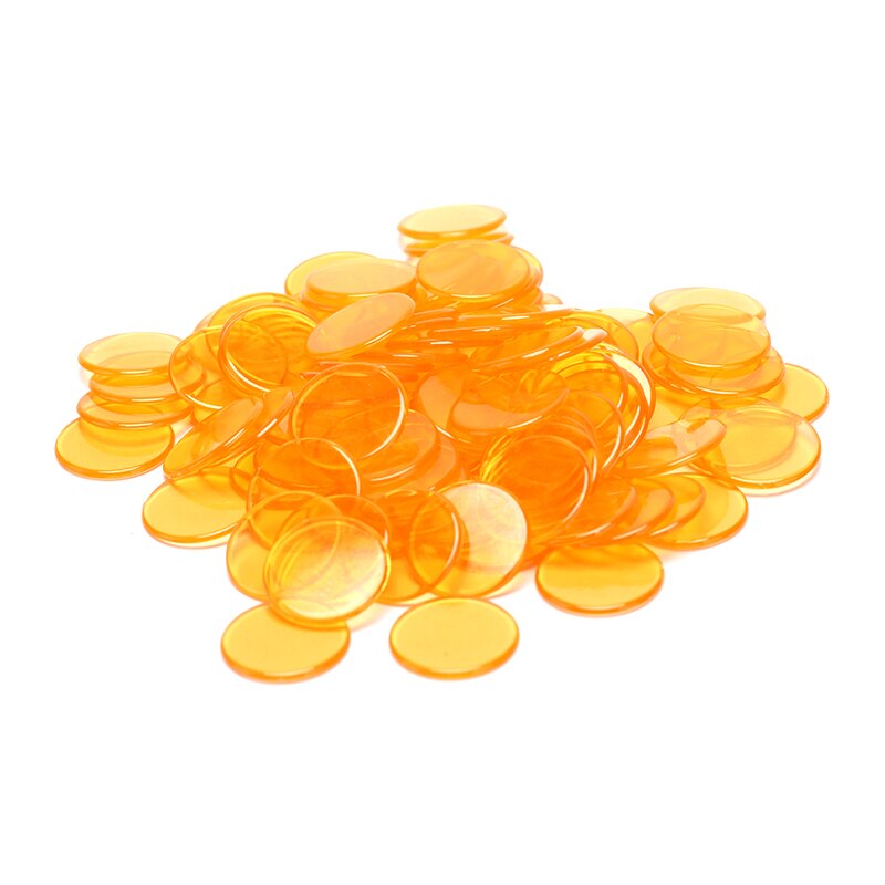 Fichas de póker de plástico, marcadores de Bingo de Casino, Token divertido, juegos de mesa de Club familiar, juguete, , 8 colores, 19mm, 100 Uds.: Naranja