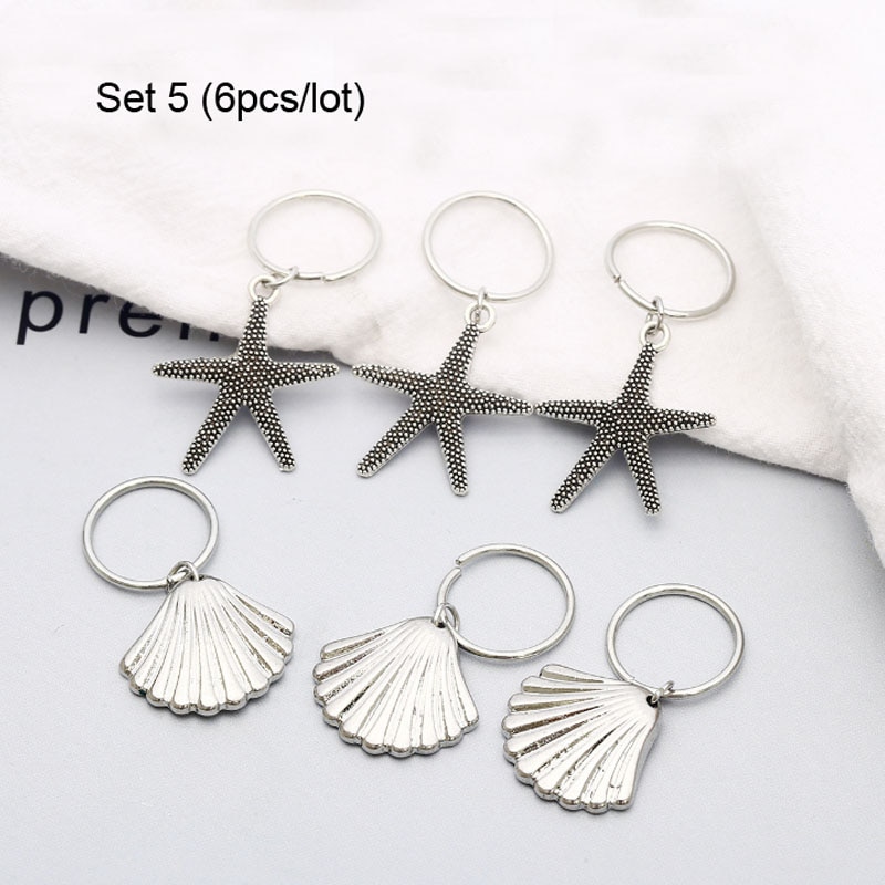5 uds trenzas de pelo temor Dreadlock BeadsAncient oro/plateado ajustable trenzas de pelo de estrella de mar shell brazalete Clip de trenza de aro