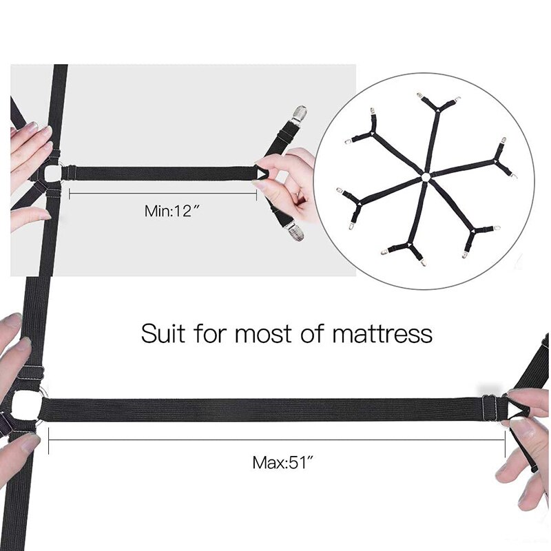 Attache de drap de lit élastique réglable, pince à matelas, housse de canapé, sangle fixe antidérapante, Kit de tondeuse Textile domestique
