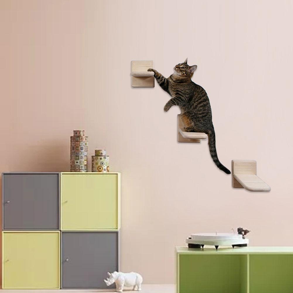 Scaletta da arrampicata per gatti a parete scala in legno albero per gatti piattaforma da salto gatto arrampicata portafoto gattino salto tavola mobili per animali domestici fai-da-te