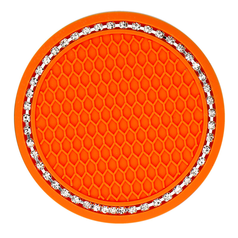 Car Cup Coasters for Cup Holder Universal Bling Diamond Water Bottle Holder Mat Anti Slip Insert Pad Auto Interior Accessories: Orange