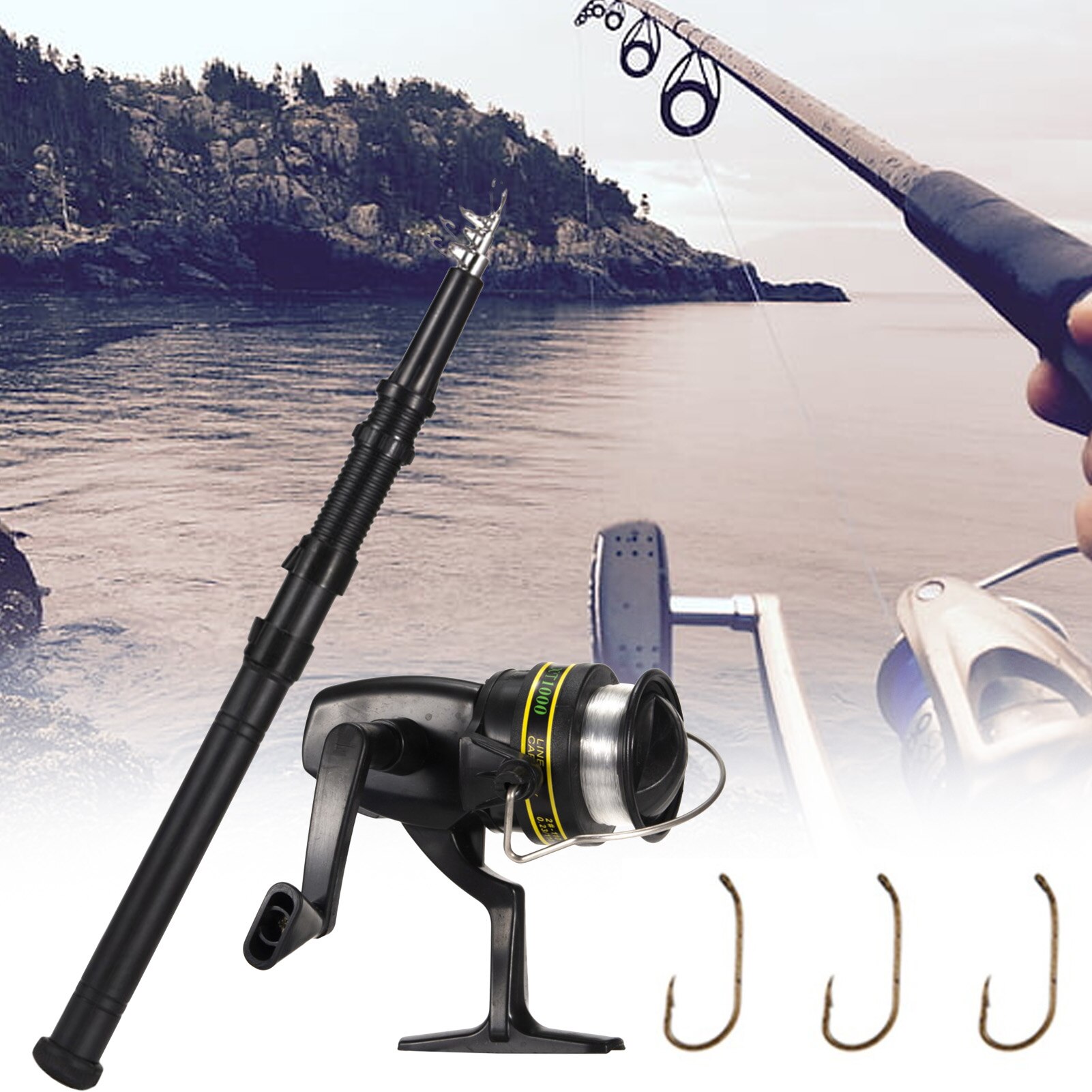 Draagbare 9 Stks/set TF105 1.6M Hengel Reel Tackle Gear Gereedschap Staaf Combo Set Accessoires