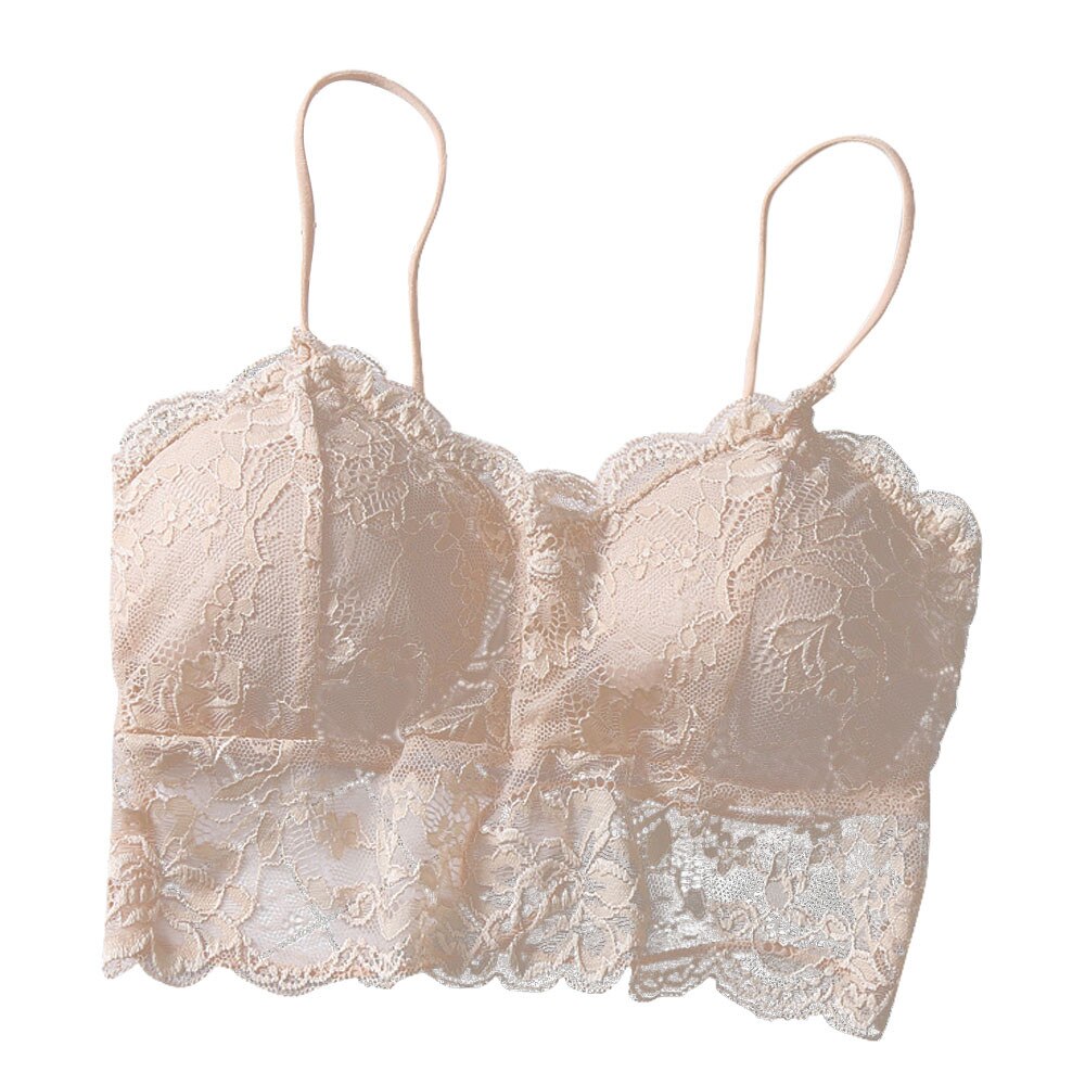 Naisten seksikkäät rinnassa pehmustetut topit naisille, joilla on fitness-alushousut pitsiä bralette crop toppi naisten 29. marraskuuta: Beige