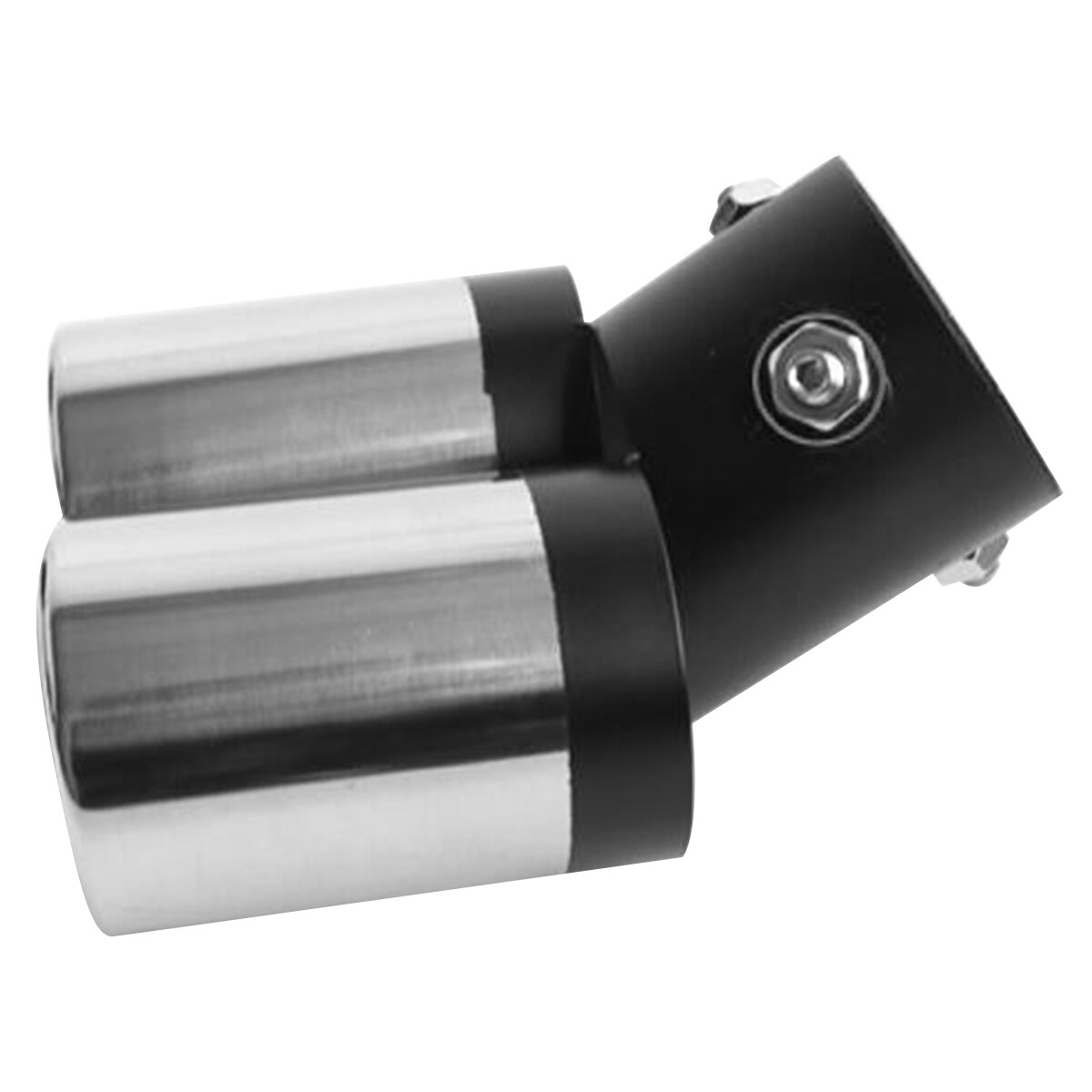 Universal Car Vehicle Stainless Steel Exhaust Muffler Steel Tail Pipe Bending Double Tube Waterproof anti-rust (silver&black)