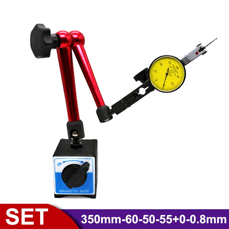 350mm Universal Large Dial Indicator Magnetic Stand Base Holder 0-0.8mm 0.01 Dial Test Comparator For Equipment Calibration: A set as shown