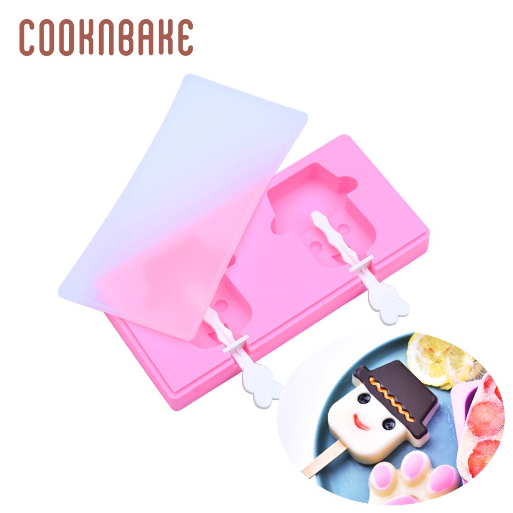 COOKNBAKE Silicone Ice Cream Maker Ice Cube juice bar Summer paw shape cake decoration form children ice lolly tray with stick: CDY-206