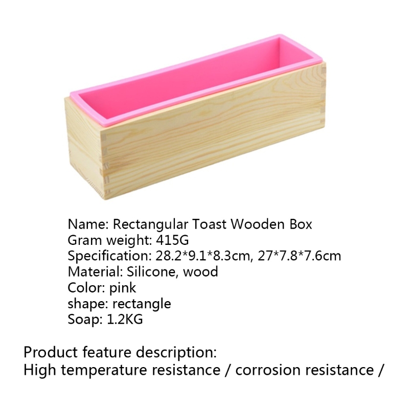 2Pcs Siliconen Zeep Mallen Rechthoekige Houten Zeep Mal Voor Diy Zeep Cake Maken