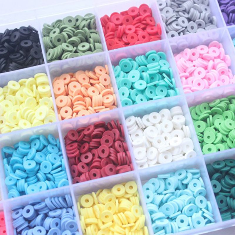 4800 stk 24 farver 6mm flade runde polymer ler skiver løs afstandsstykke perle diy smykker