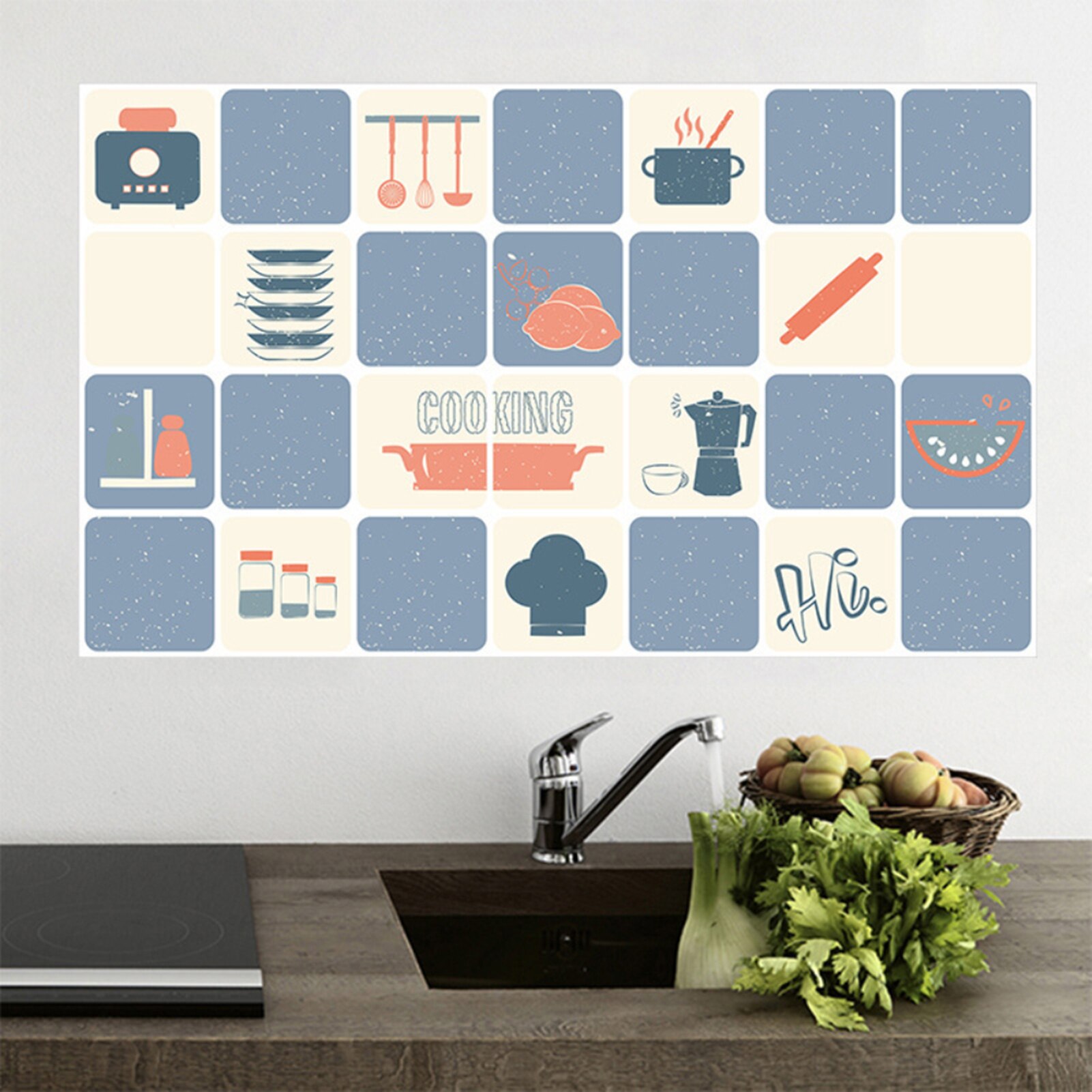 Boligindretning tilbehør vandtæt aluminiumsfolie wallsticker flisebelagt køkken badeværelse vægdekoration tulipan blomst rose: Lilla
