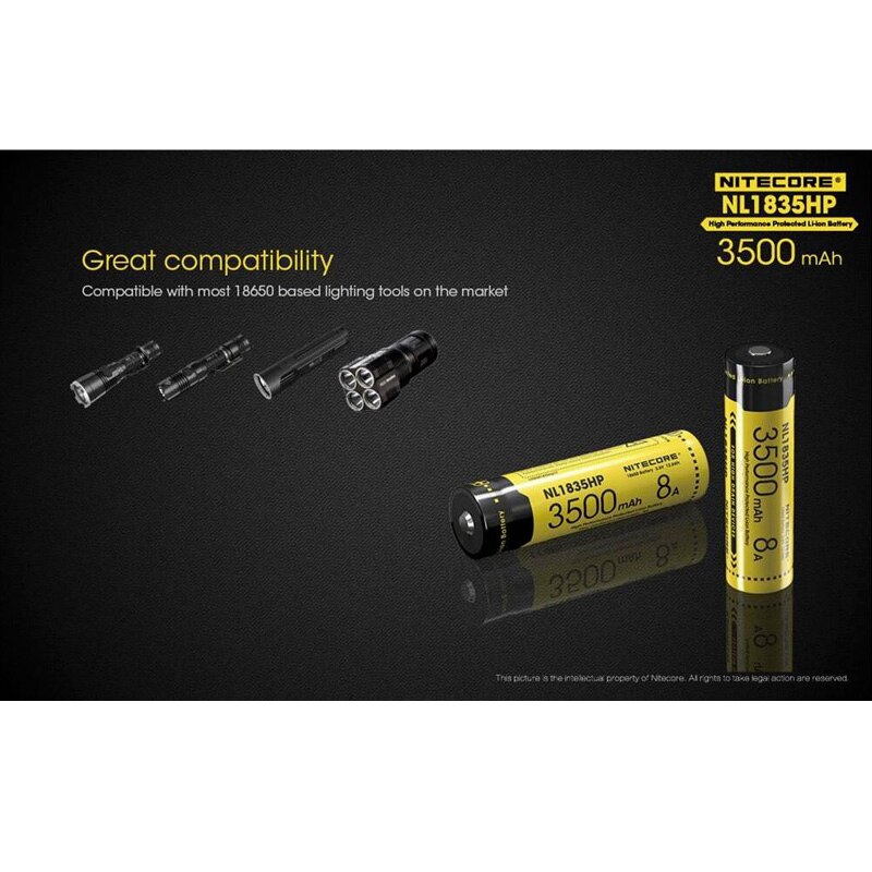 Nitecore NL1835HP 3500MAH wiederaufladbare Geschmack-oben Li-Ion 18650 batterie 8A Ausgang