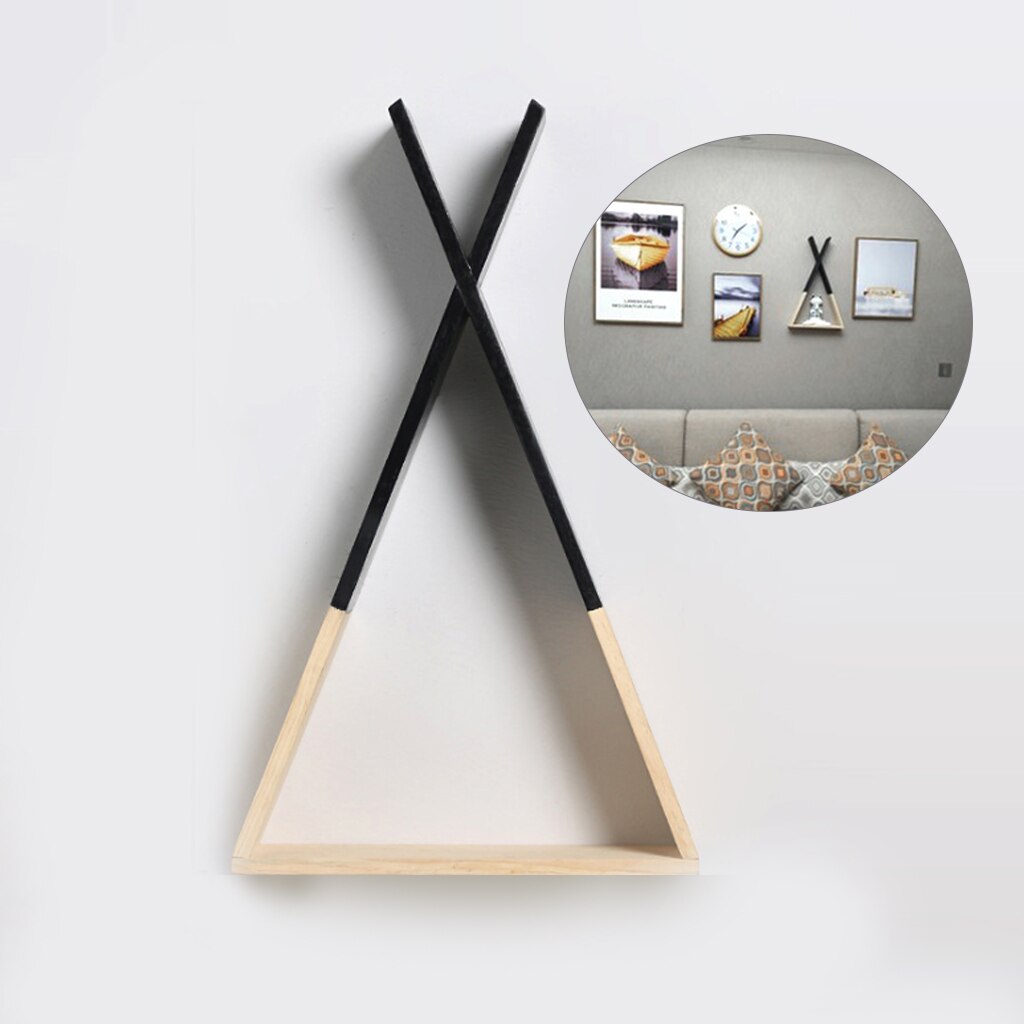 Estantería de pared de almacenamiento en estantes decorativos estante de vitrina triangular de madera para sala de estar, dormitorio, decoración para habitación de niños