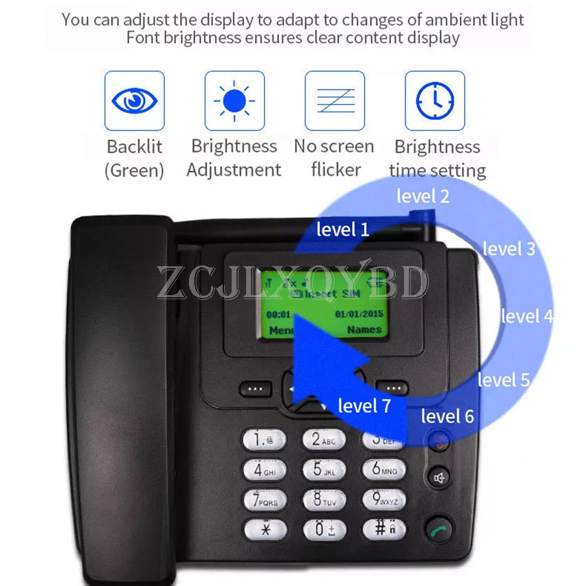 1 Set Cordless Phones With Dual GSM SIM Card SD Card Wireless Fixed Phone Desktop Telephone for Office Home