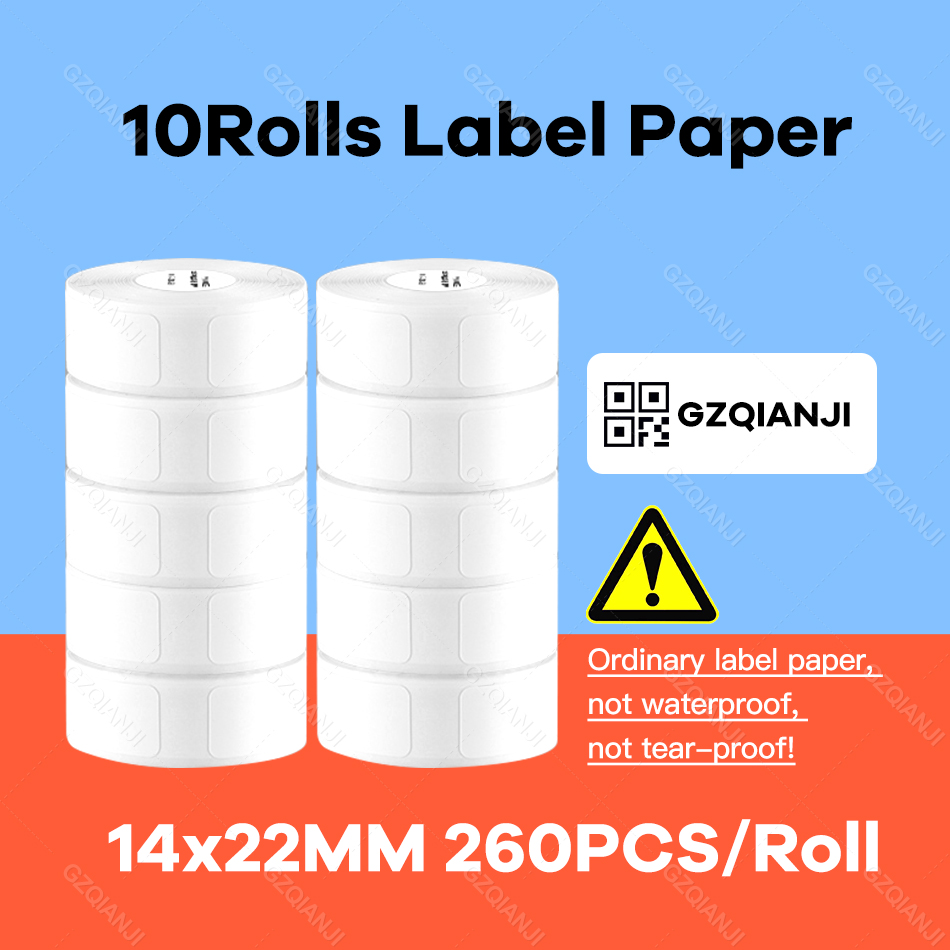 Niimbot-rollo de etiquetas adhesivas D110 D11, papel térmico directo, adhesivo fuerte, impresión transparente para impresora térmica de bolsillo: 10Rolls14x22mm