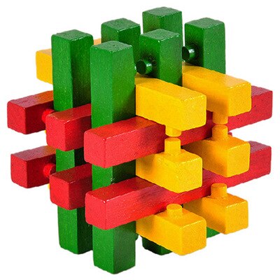 Wooden Toy Unlock Puzzle Key Classical Funny Kong Ming Lock Toys Intellectual Educational For Children Adults Stress Relief Toys: Green