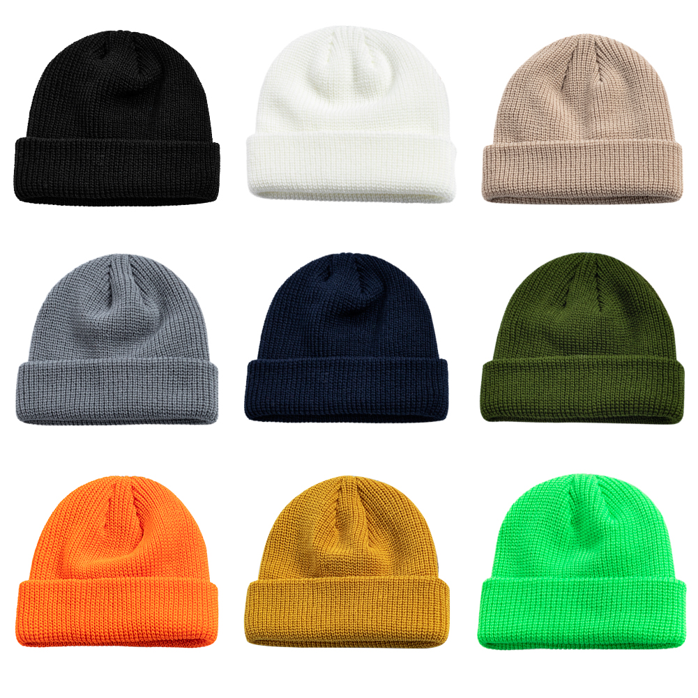 Hip Hop Beanie Knitted Hat Men Skullcap Women Winter Warm Brimless Baggy Melon Cap Cuff Docker Fisherman Beanies Hats