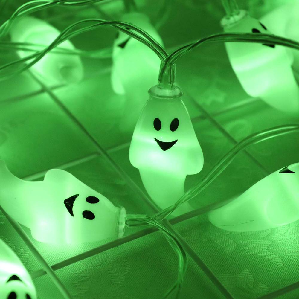 Mignon Halloween LED chaîne lumière fantôme crâne lumières décoratives fée LED guirlande extérieure intérieure décoration à piles JQ: Vert / 2.2m 20Leds