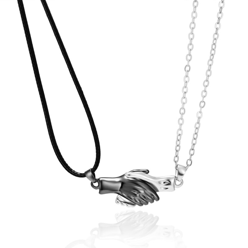 2 Teile/satz Paar Halskette für Frauen Herz Magnetische Sonne Mond Gepaart Anhänger Passenden Schmuck Freundin Hochzeit Party Kette Halsband: Hand Necklace 4