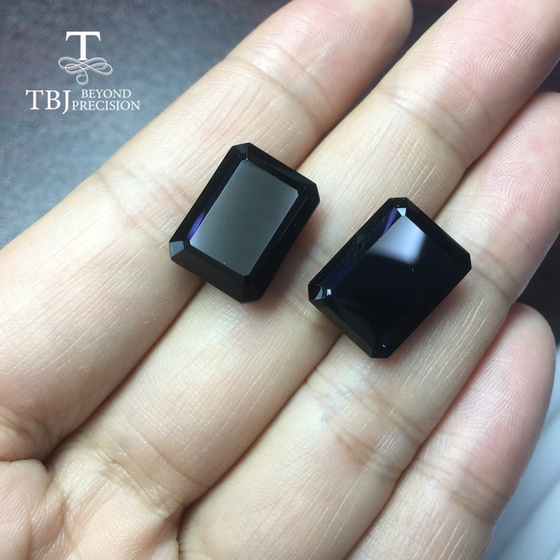 Natürliche oct12 * 16mm schwarz spinell 35,2 ct zwei stück in einem los natürliche edelstein für diy silber schmuck