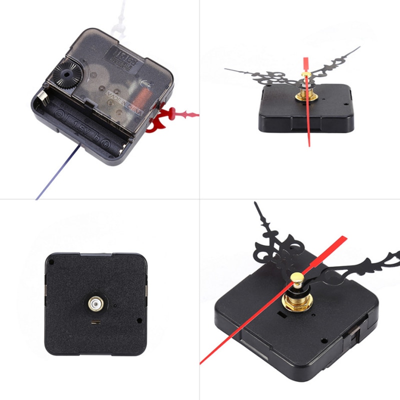 Replacement Quartz Clock Movement Mechanism Motor & Fittings - DIY Repair kit Silent Black And Red Pointer Repair Kit Tool