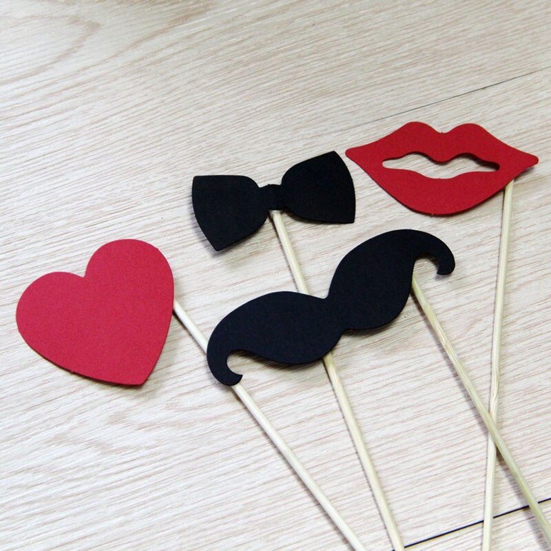 10Pcs Photo Booth Props DIY Mustache Lip Heart Photobooth Party Accessories Bridal Shower Event Supplies Fun Wedding Decoration