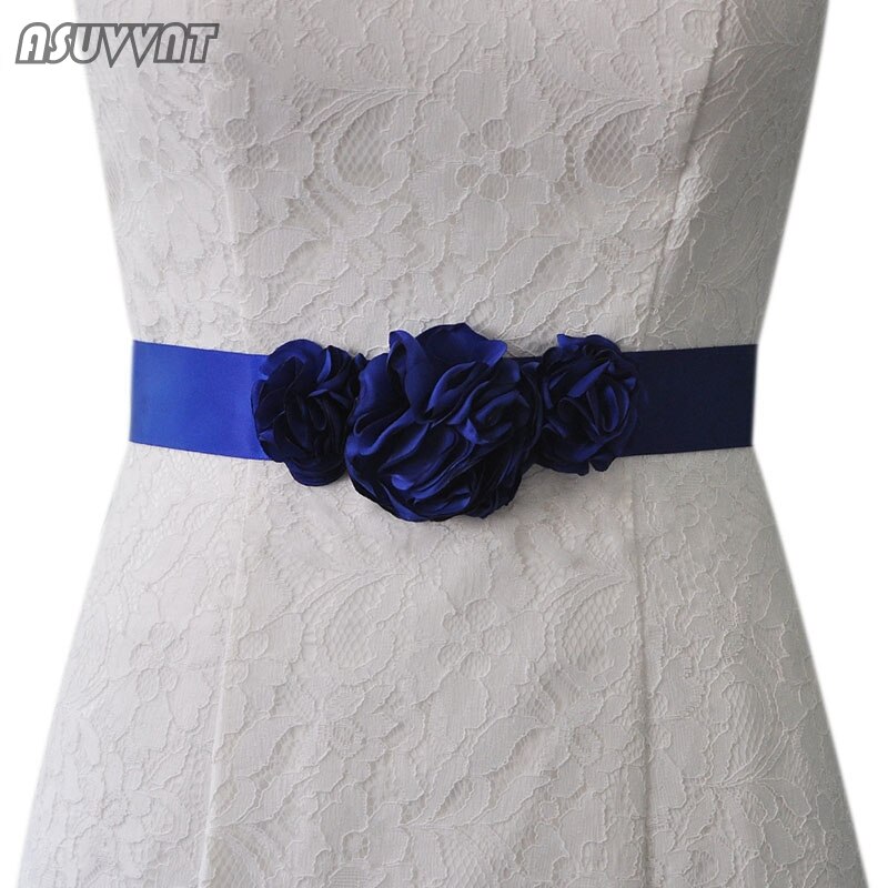 fleur ceinture femmes ceinture ceinture mariage mariée demoiselle d'honneur ceinture robe de mariée ceinture de mariage fleur ceinture fille fête habiller: royal blue