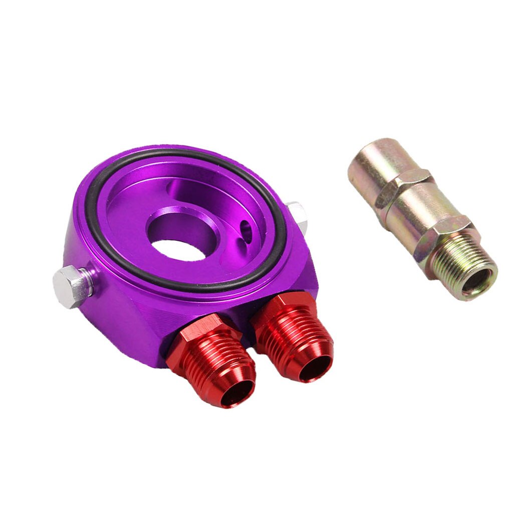 Easy Install Safety M20 Oil Filter Cooler Gauge Sandwich Plate: Purple