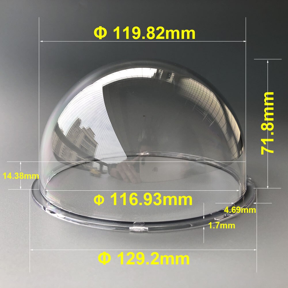 5 Inch Acrylic Plexiglass Indoor /Outdoor CCTV Replacement Clear Security CCTV Camera Dome Housing Monitoring Shell 129.2x71.8MM