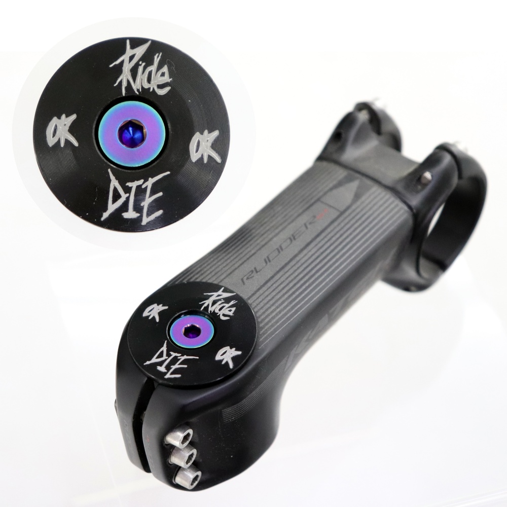 Ride or Die – capuchon supérieur de casque de vélo avec vis en titane M6 x 30mm, pour fourche avant de 1-1/8 pouces, couvercle supérieur de tige en alliage d'aluminium