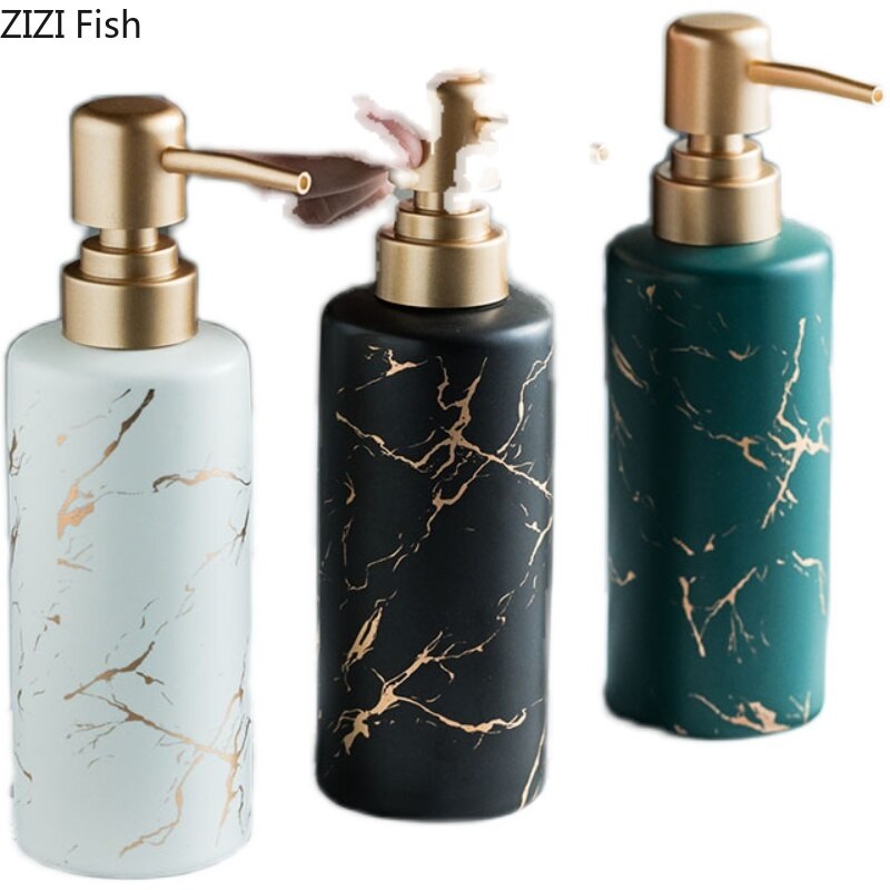Imiteret marmor keramik badeværelsesartikler sæbedispenser lotionflaske moderne husholdnings keramiske flaske badeværelsestilbehør