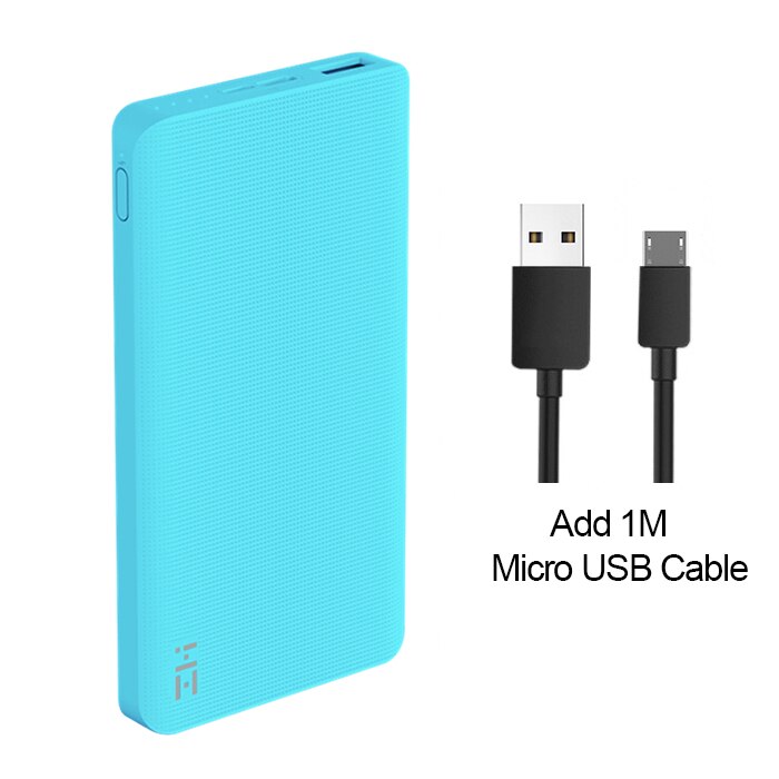 ZMI Power Bank 10000mAh Powerbank External Battery portable charging Quick Charge 2.0 Two-Way Fast Charge Pack for iPhone: Blue Add Micro USB