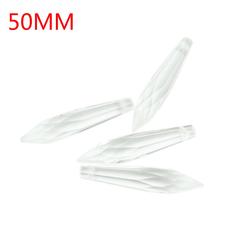 Klare istapper krystal prismer 38mm-100mm krystal u prisme lysekrone glas krystaller vedhæng hængende til lysekrone ophæng: 100 stk / 50mm