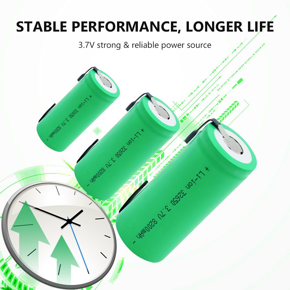 1-10 Pieces 8200mah 3.7V 32650 Battery Lithium Li ion 32650 Rechargeable Battery With DIY Tabs for Flashlight