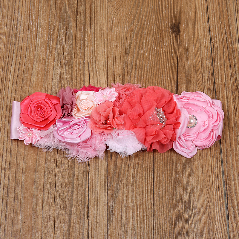 Cinturones de flores para niños, vestido de novia para niñas, fajas, cinturón de satén para niñas, cintas de encaje con diamantes de imitación, faja para niña de flores rosa, blanco