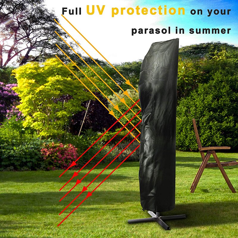 Solid Color Patio Parasol Waterproof Umbrella Cover Rain Cover Drawstring Dust Protective Case Outdoor Household Supplies