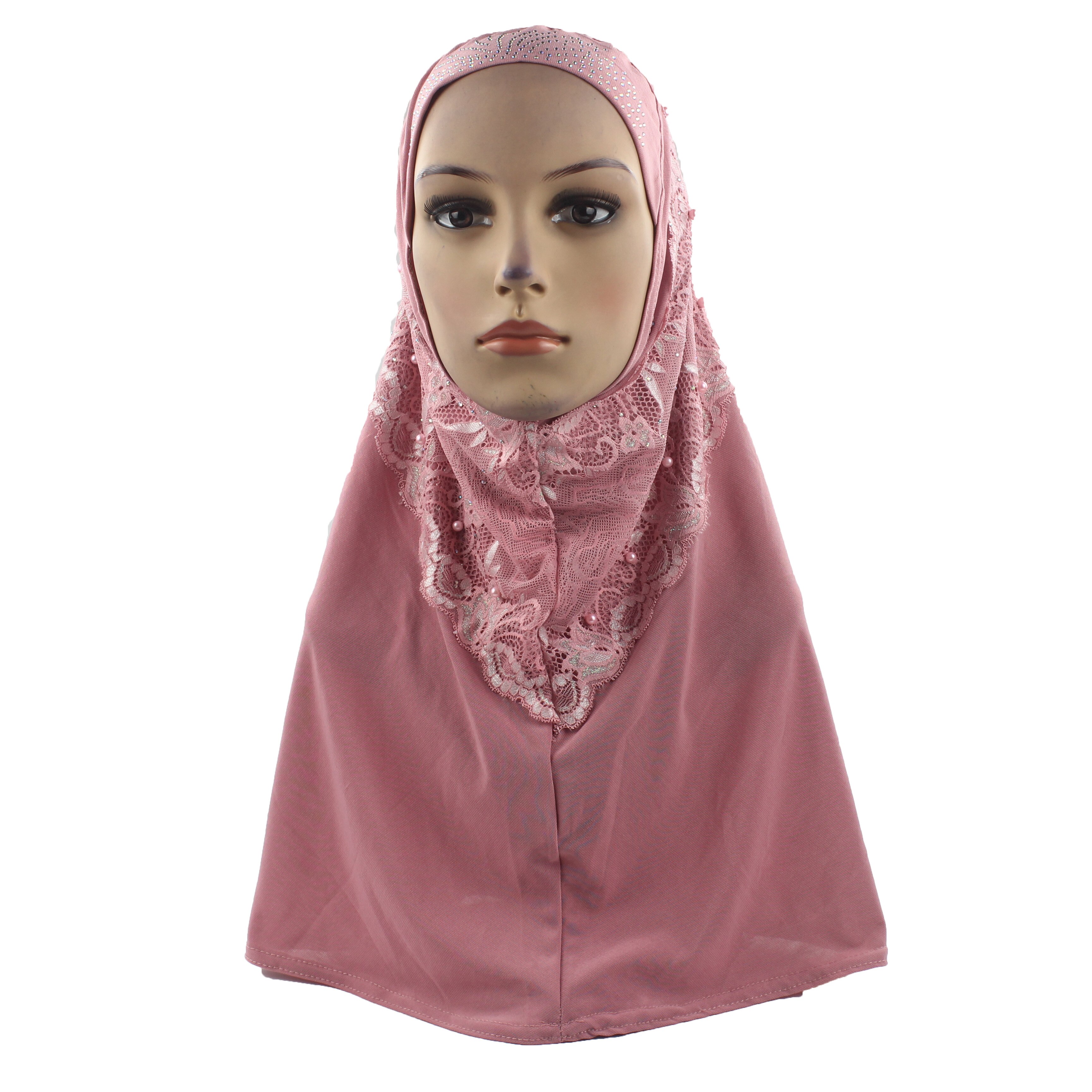 Muslimske kvinder piger hijab islam tørklæde amira håndlavet perle lille diamant blonde patchwork blød stretch