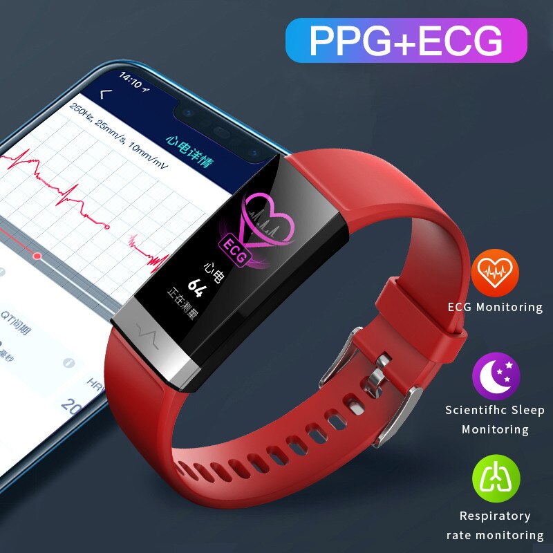 V19 Braccialetto Intelligente ECG + PPG Frequenza Cardiaca Misuratore di Pressione Sanguigna di Ossigeno Monitoraggio del Sonno Bluetooth Inseguitore di fitness Astuto Della Vigilanza