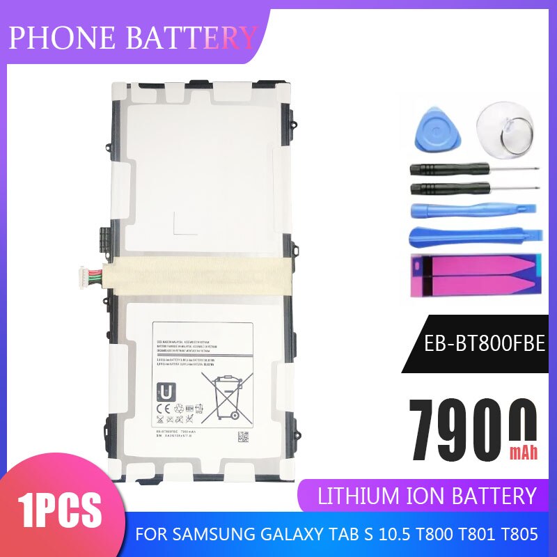 1Pcs Tablet Batterij EB-BT800FBE Voor Samsung Galaxy Tab 10.5 S T800 T801 T805 T805C 7900Mah Vervangende Batterijen met Gereedschap