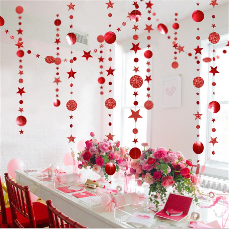 4m funkelnde sternengirlanden, hängende sternenornamente, weihnachtsdekorationen für zuhause, weihnachtsbaumanhänger, 2022 navidad Noel: Rot