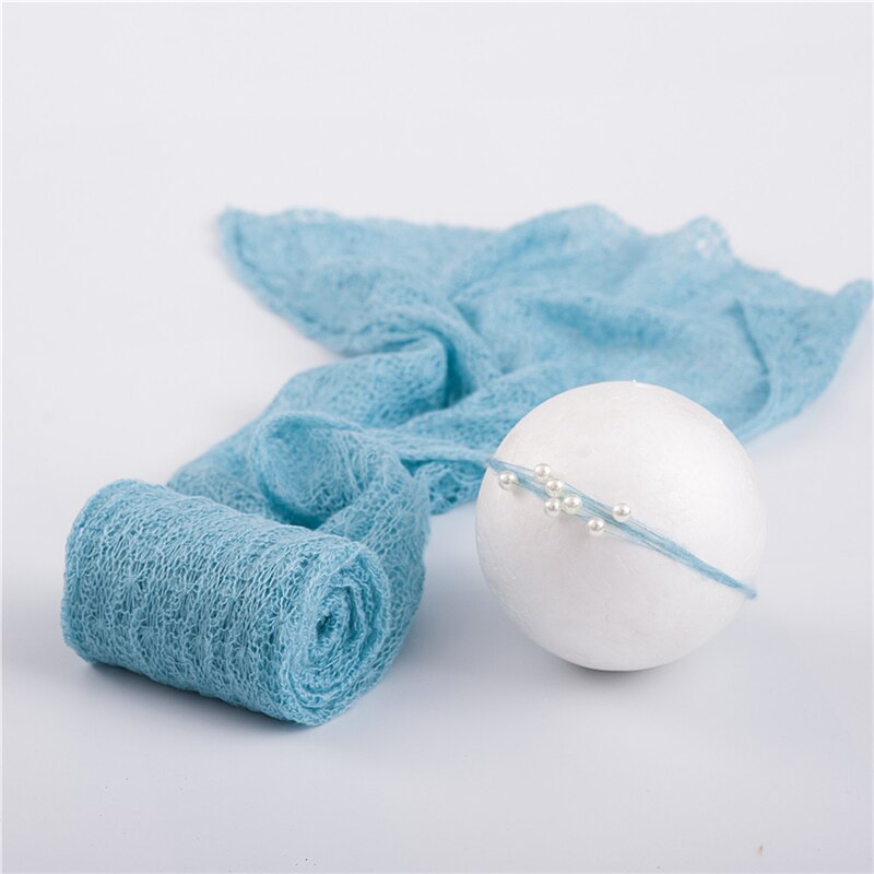 40*150 cm Newborn Baby Mohair Photography Wraps Blanket With Pearl Headband Headwear Infant Soft Knitted Wrap Cloth Accessories