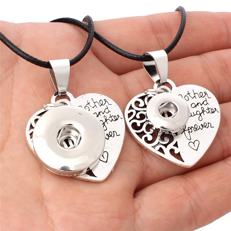Liefde Hart Snap Kettingen Metalen Drukknoop Hanger Ketting Fit 18Mm 12Mm Diy Snap Sieraden Voor Vrouwen ZG294