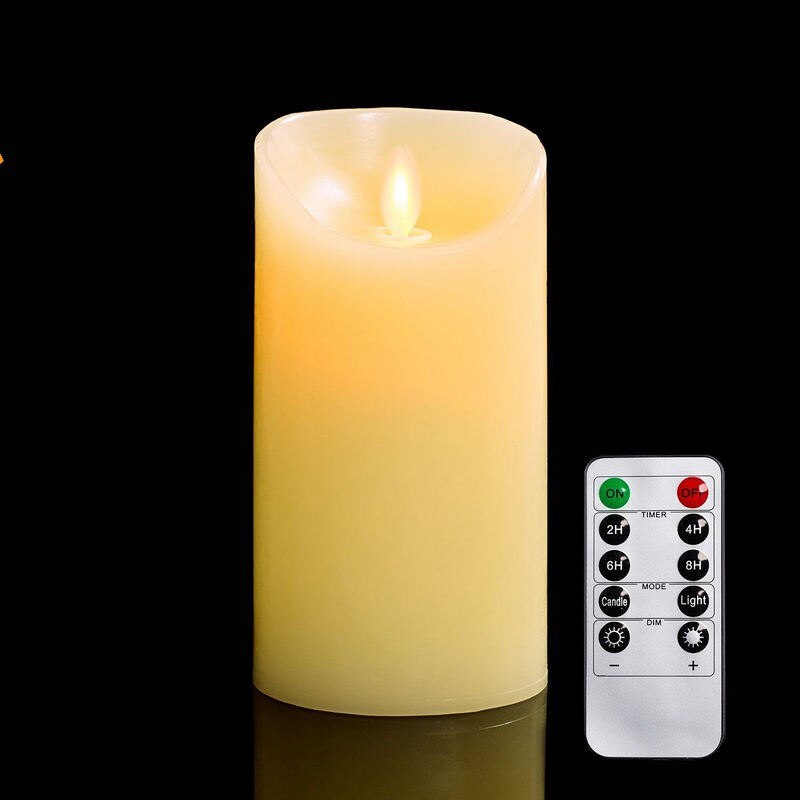 Flickering Pillar LED Kaars Licht 10key Remote controlled 2/4/6/8 H Timer paraffine Dansen lont 18 CM (H) Thuis bar decor-Amber