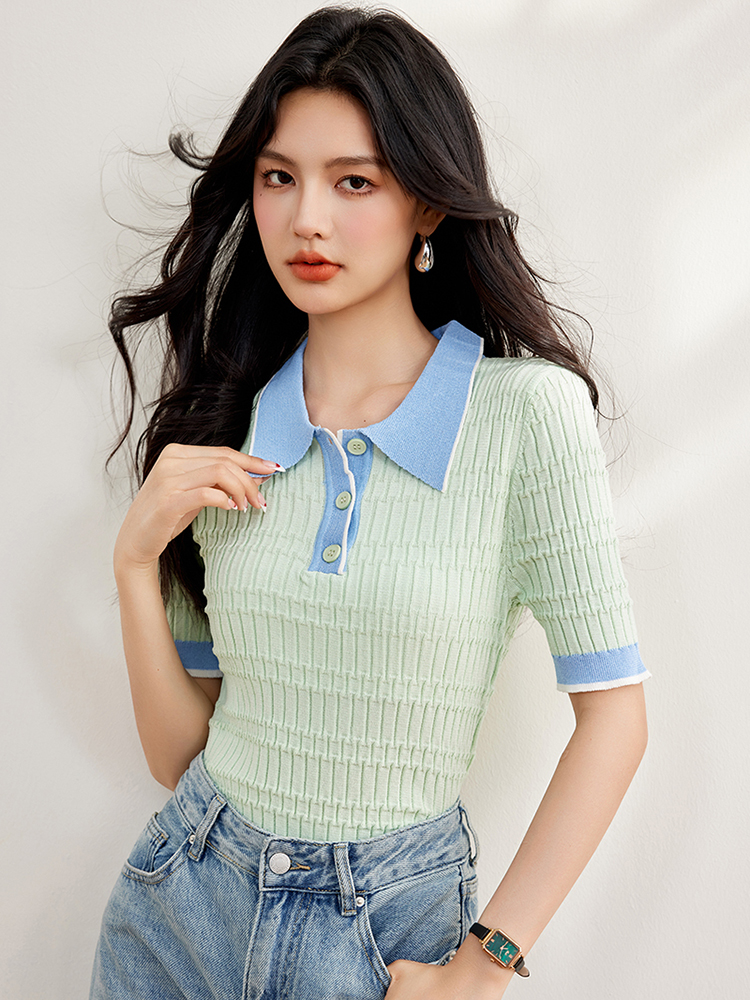 Dame slim fit strikket crop top sød afslappet kortærmet t-shirt sommer pullover toppe